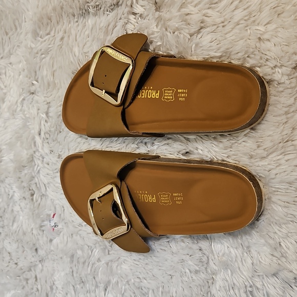 Project Cloud Womens US 6 EU 37 Brown Buckle Slide Sandals Comfort - Picture 3 of 8